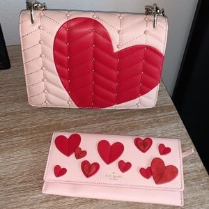 Kate Spade Quilted Heart Purse w/ Matching Wallet